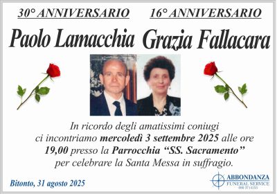 ANNIVERSARIO - Coniugi Lamacchia e Fallacara